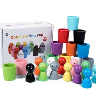 Wooden Colour Sorting Cup Game