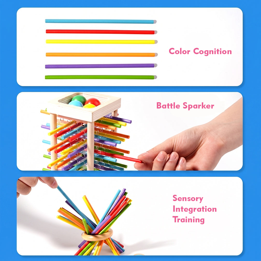 Educational 3-in-1 Wooden Ball and Stick Dexterity Game