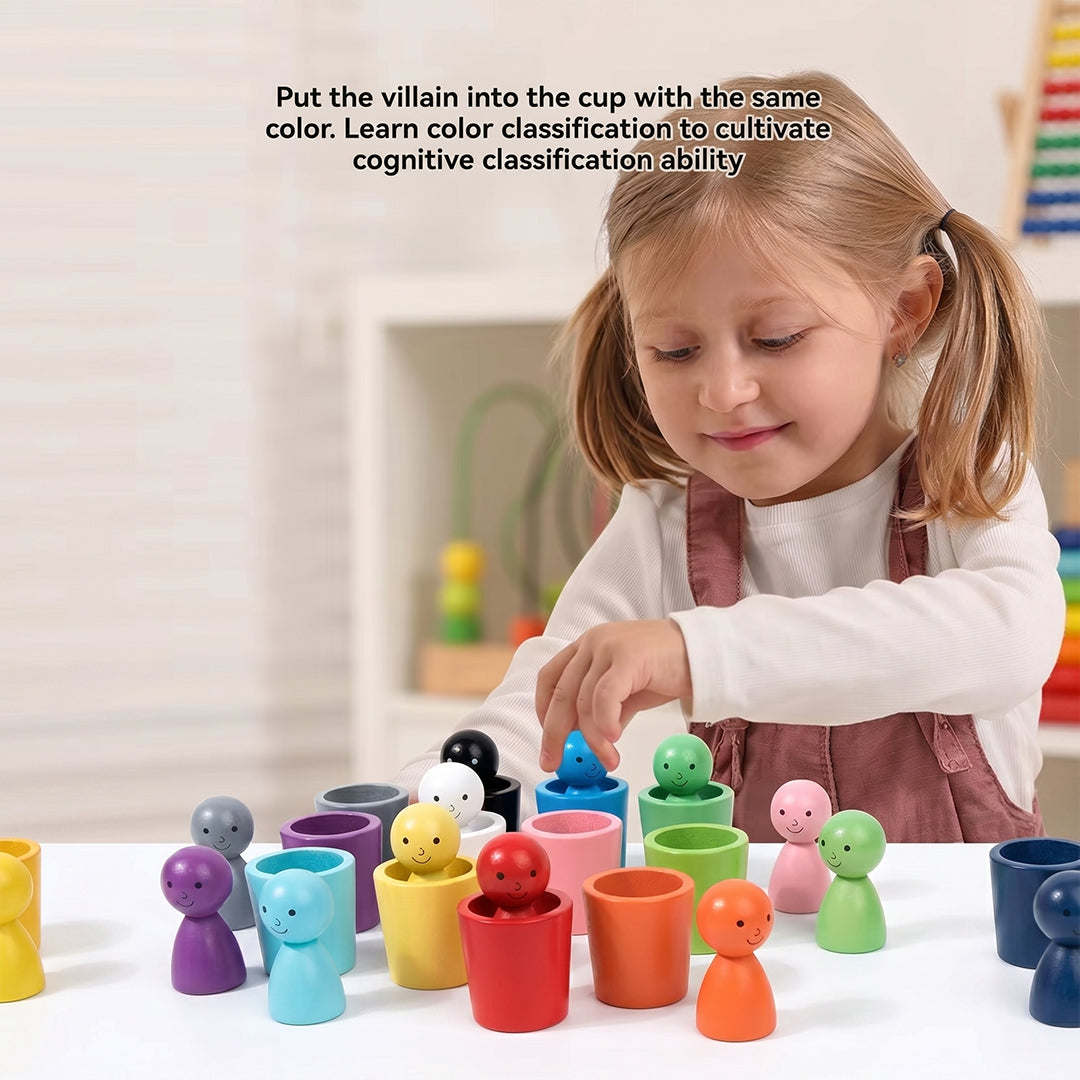 Wooden Colour Sorting Cup Game